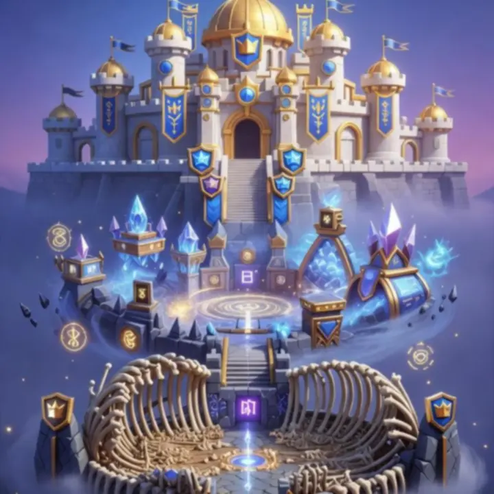 Ilustracja przedstawiająca różne areny w Clash Royale
