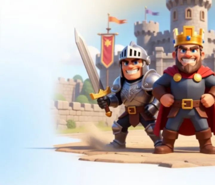 Ilustracja inspirowana Clash Royale z bohaterami na arenie
