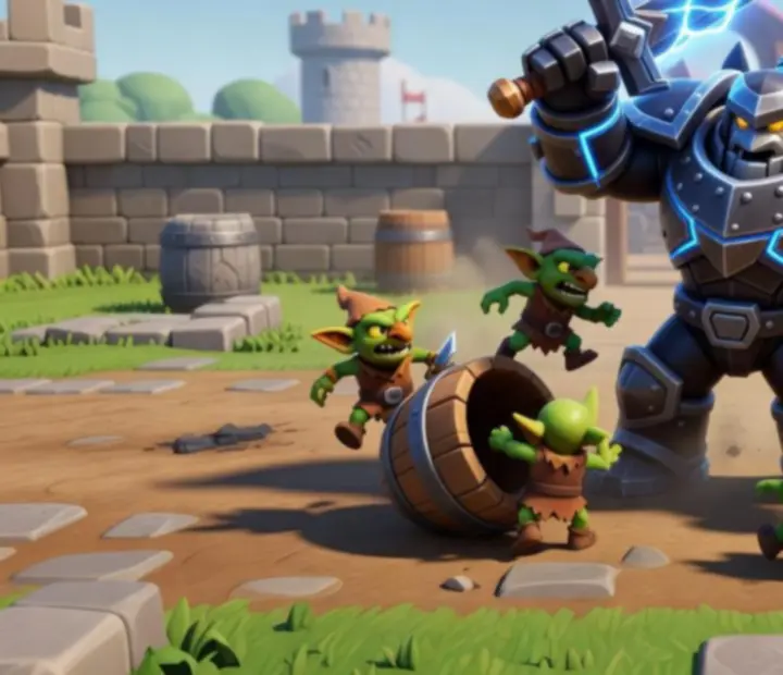Przykład synergicznej kombinacji kart Clash Royale na dynamicznym tle